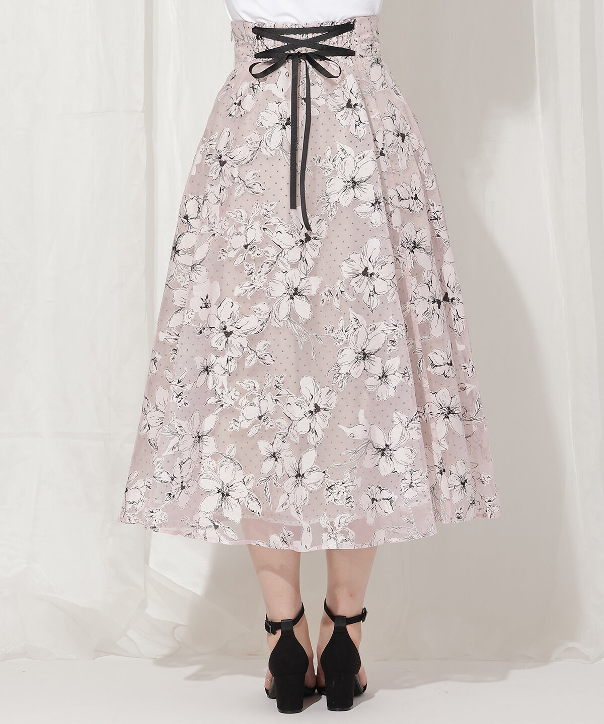 WILLSELECTION「ドットフラワー単色スカート」|フレア|