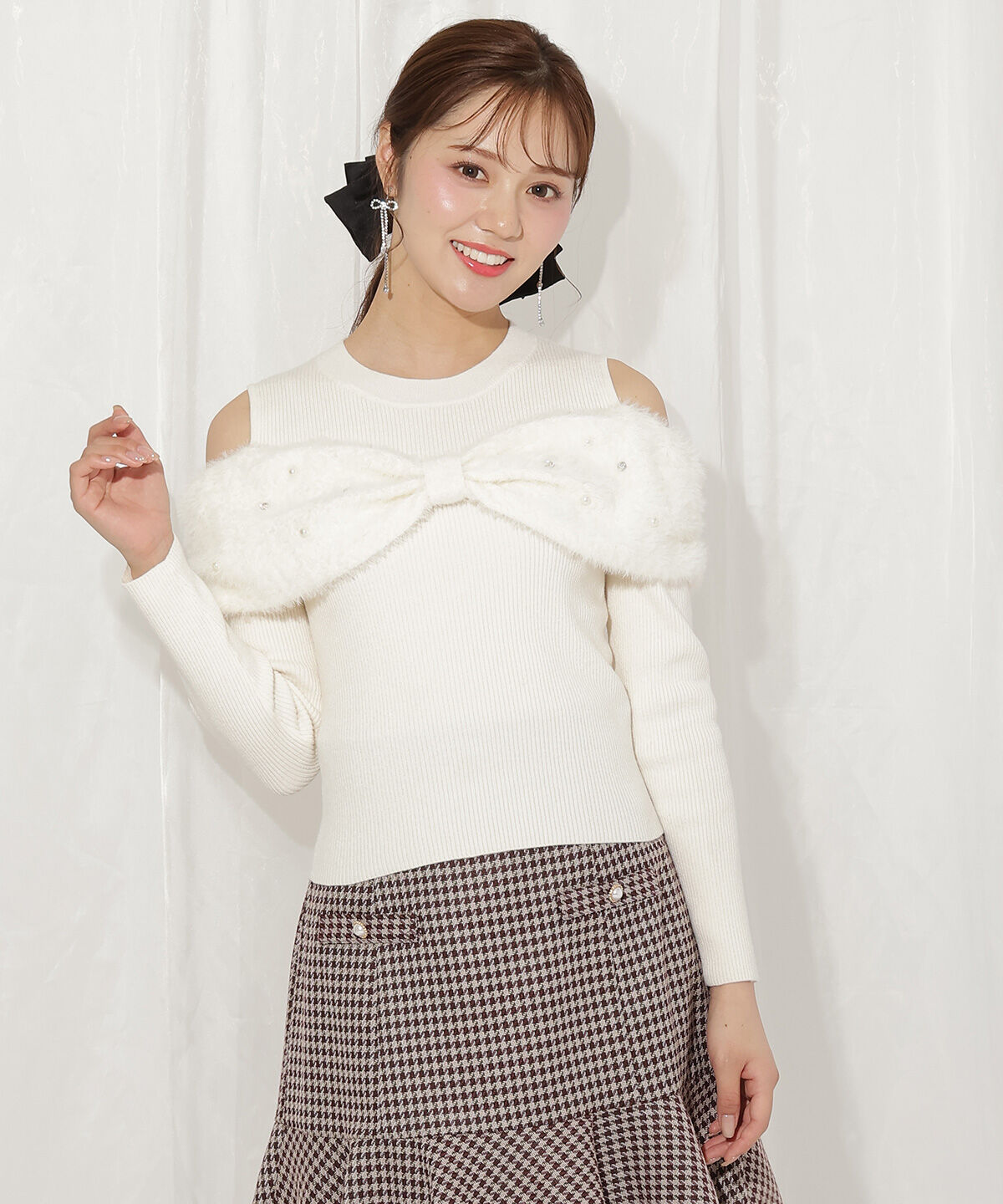 WILLSELECTION「シャギーリボンビジュートップス」|ニット・セーター|