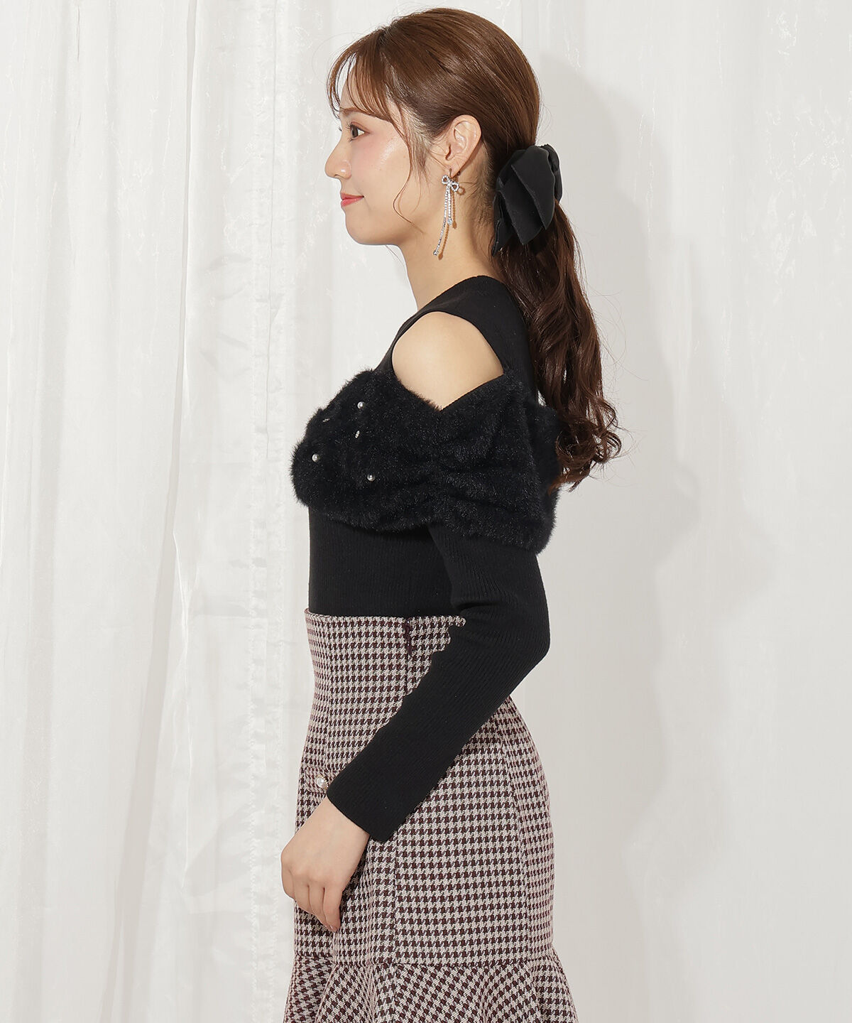 WILLSELECTION「シャギーリボンビジュートップス」|ニット・セーター|