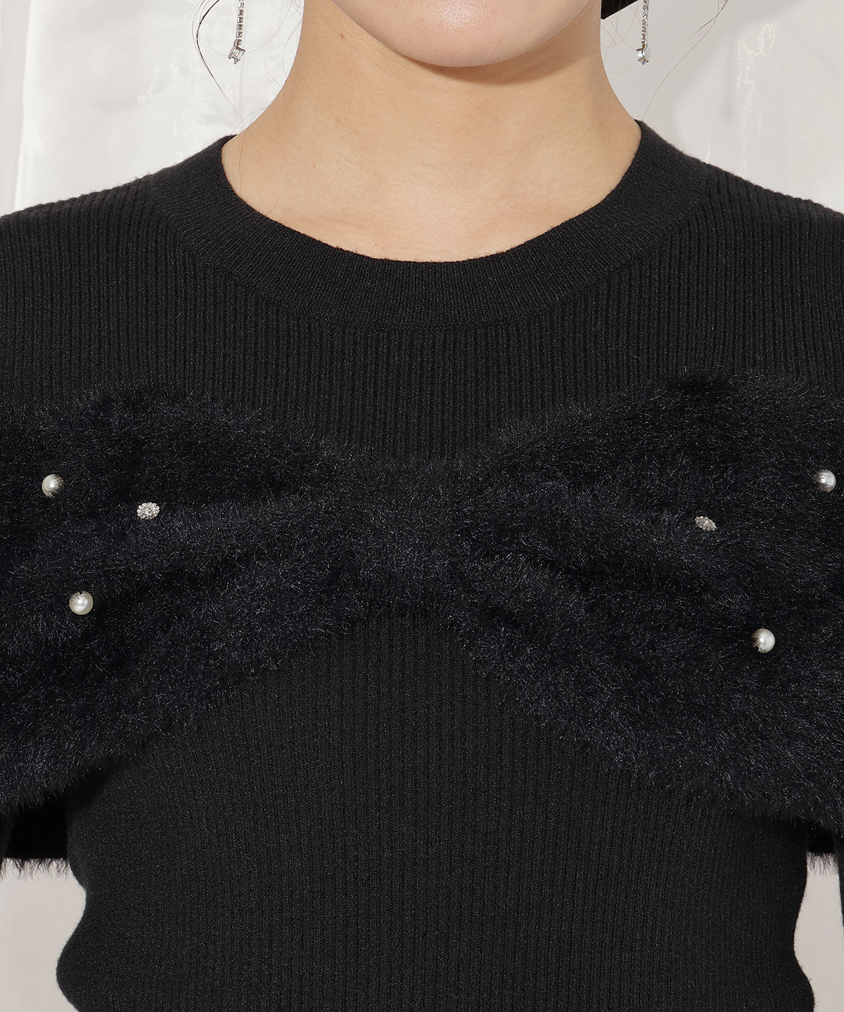 WILLSELECTION「シャギーリボンビジュートップス」|ニット・セーター|