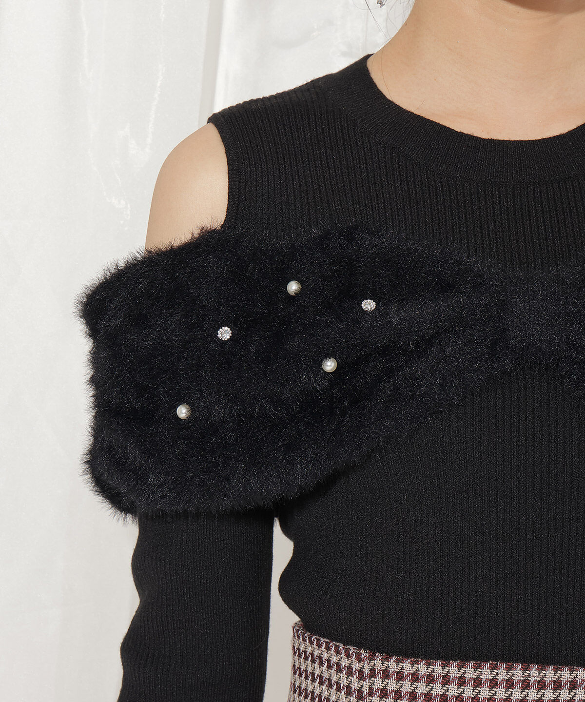 WILLSELECTION「シャギーリボンビジュートップス」|ニット・セーター|