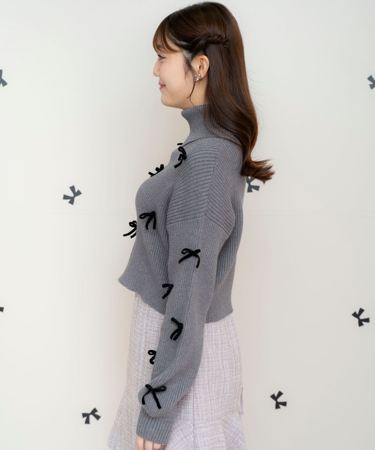 WILLSELECTION「リボンクロップドオフタートルニット」|ニット・セーター|