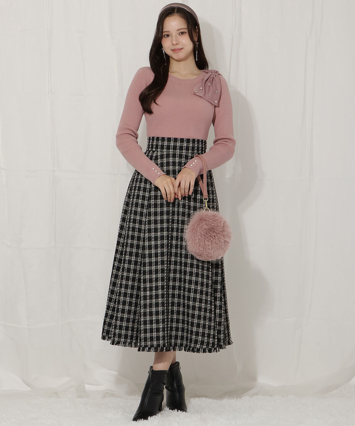 WILLSELECTION「ビジュー付きアシメリボンニット」|ニット・セーター|