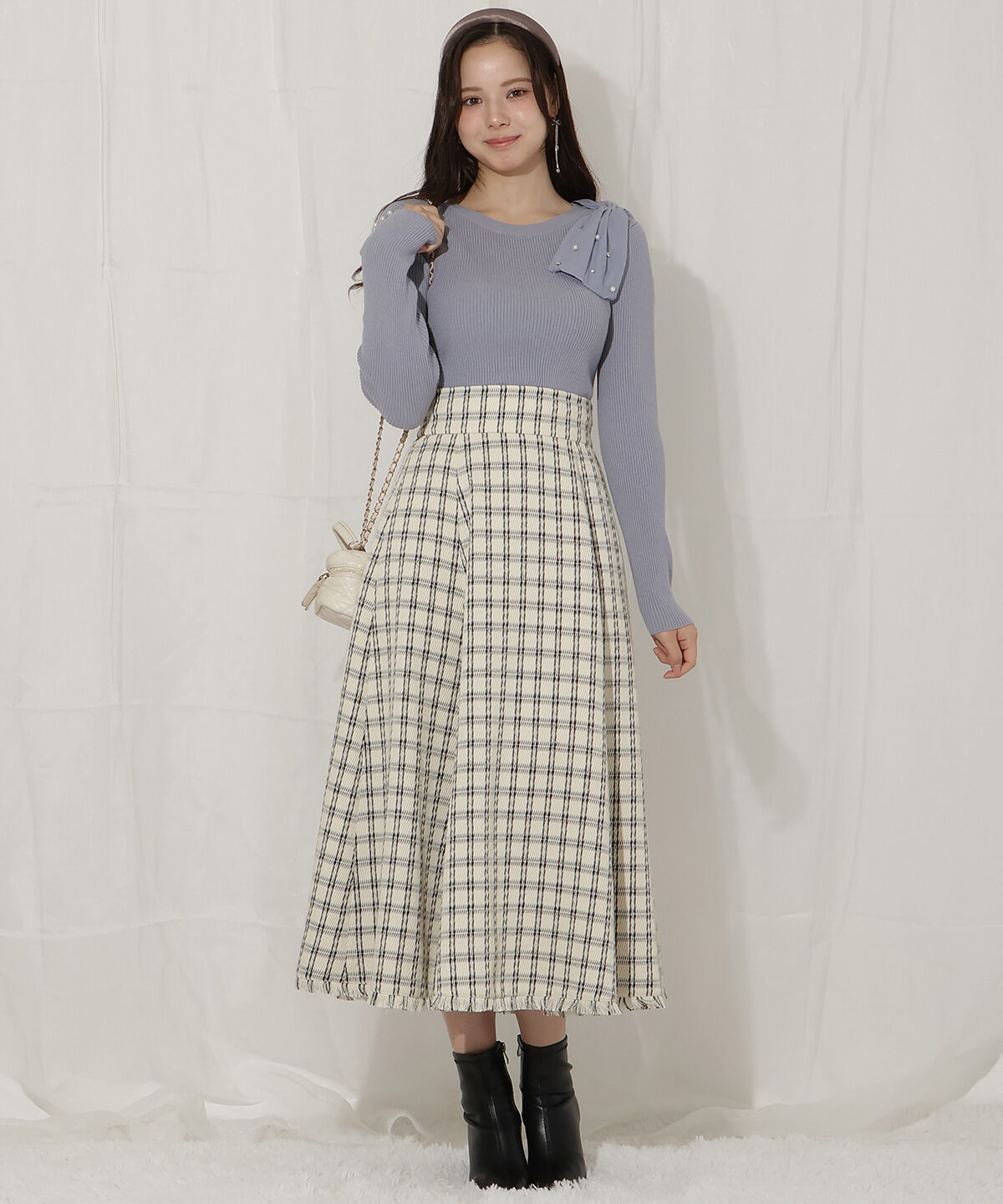 WILLSELECTION「ビジュー付きアシメリボンニット」|ニット・セーター|