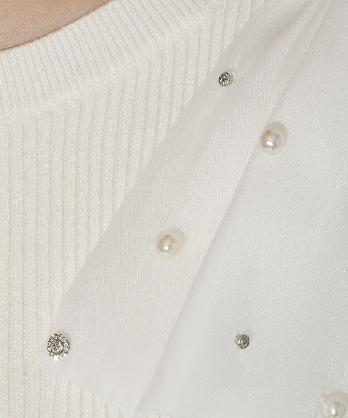 WILLSELECTION「ビジュー付きアシメリボンニット」|ニット・セーター|