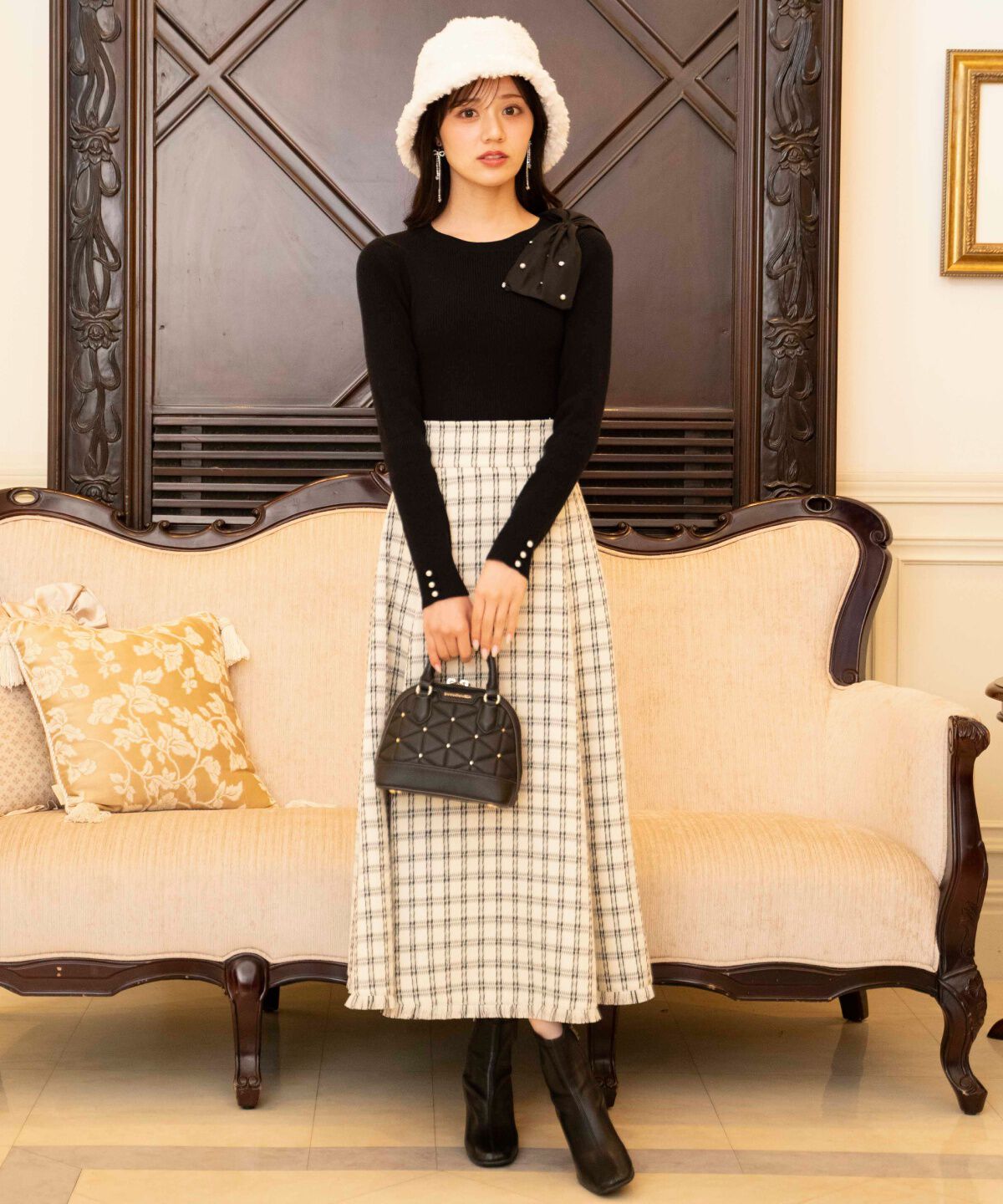 WILLSELECTION「ビジュー付きアシメリボンニット」|ニット・セーター|