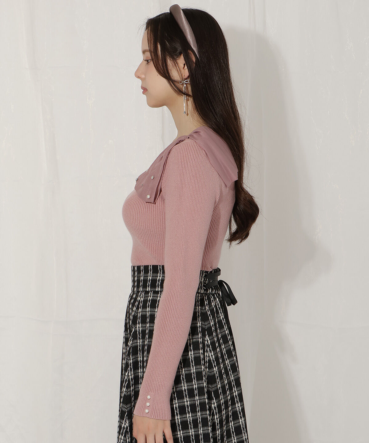 WILLSELECTION「ビジュー付きアシメリボンニット」|ニット・セーター|