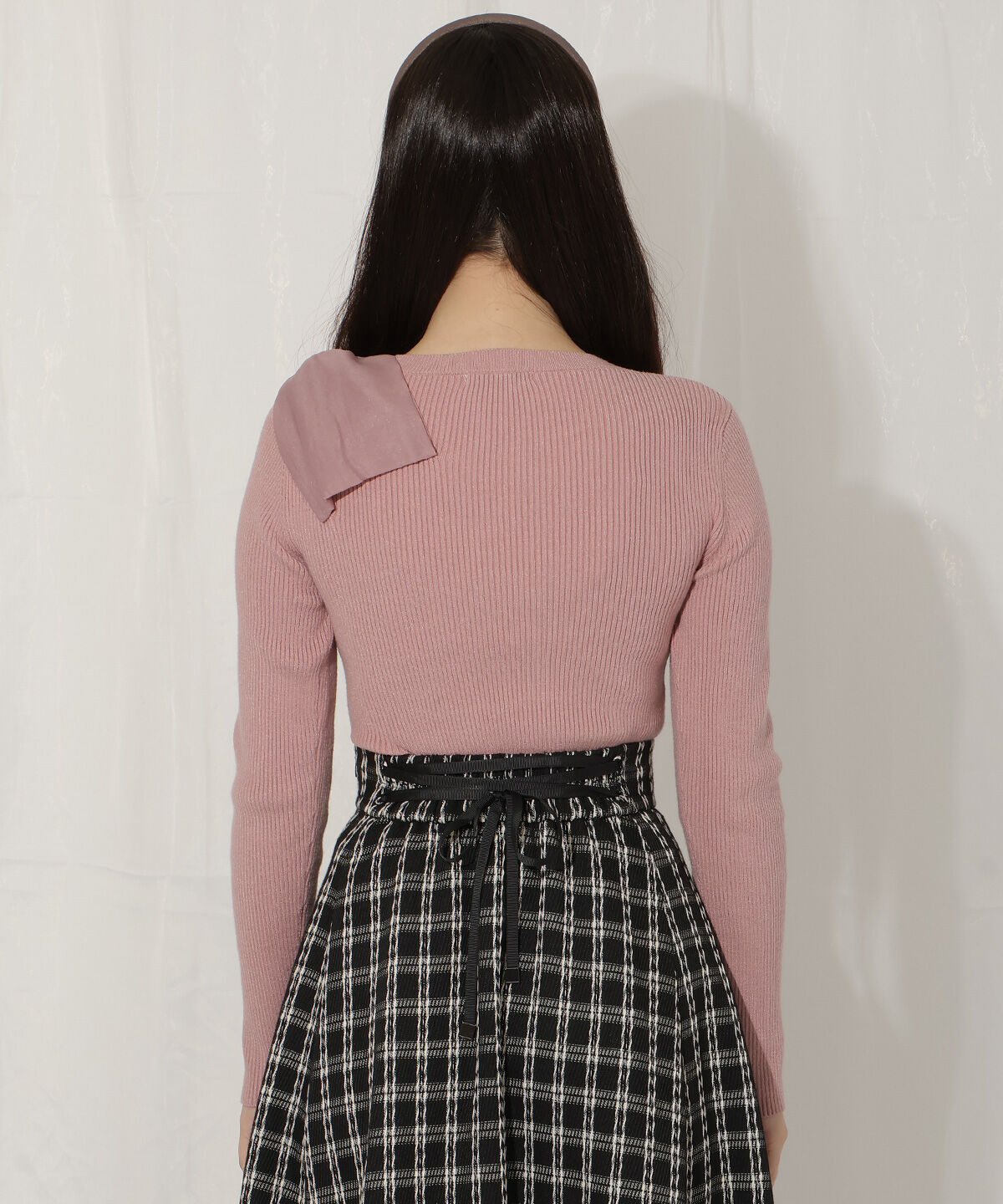 WILLSELECTION「ビジュー付きアシメリボンニット」|ニット・セーター|