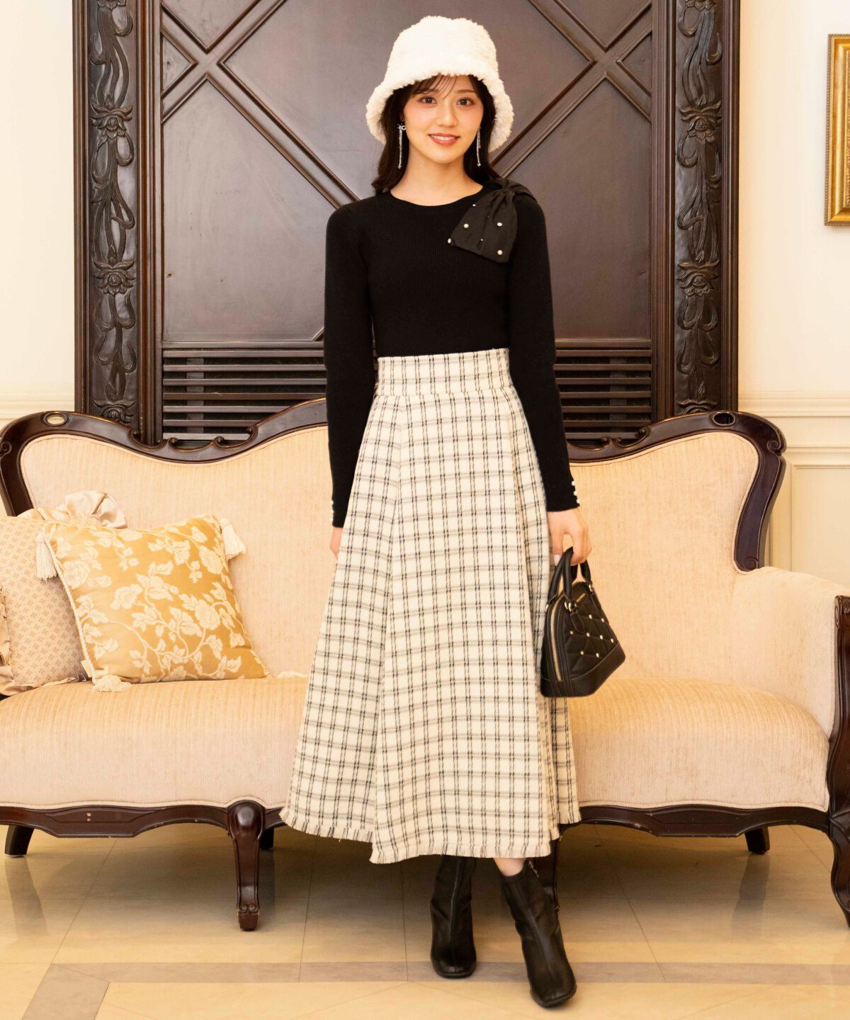 WILLSELECTION「ビジュー付きアシメリボンニット」|ニット・セーター|