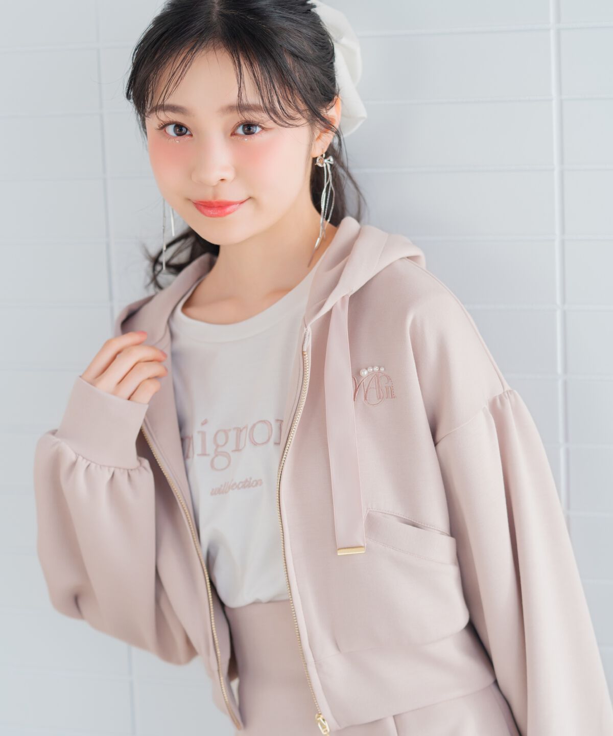 WILLSELECTION「ロゴ刺繍コンパクトフーディー」|パーカー|ピンク