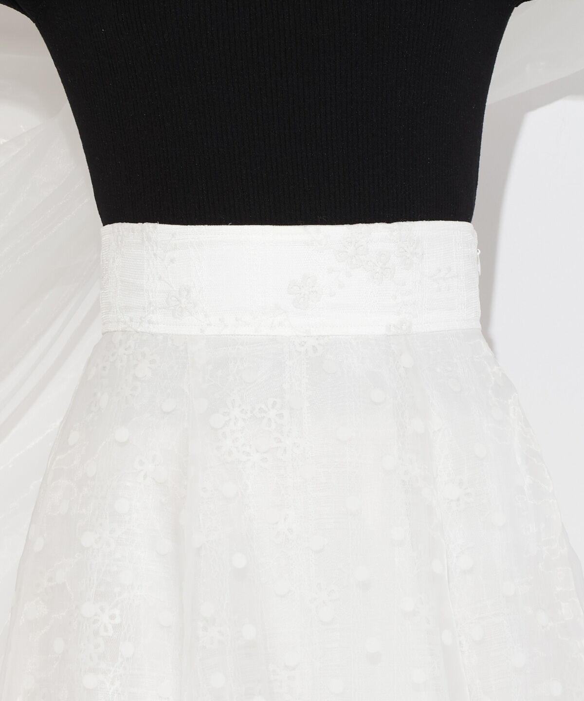 WILLSELECTION「ドット&times;レースレイヤードスカート」|フレア|