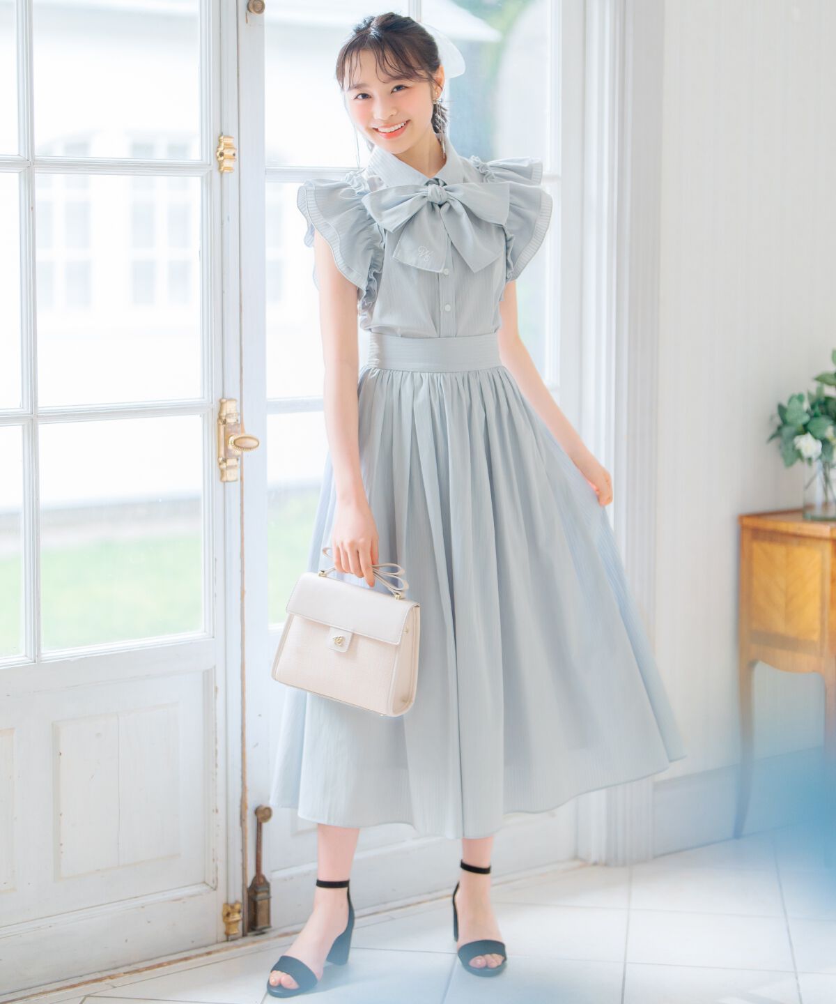 WILLSELECTION「刺繍入りボウタイストライプブラウス」|シャツ・ブラウス|