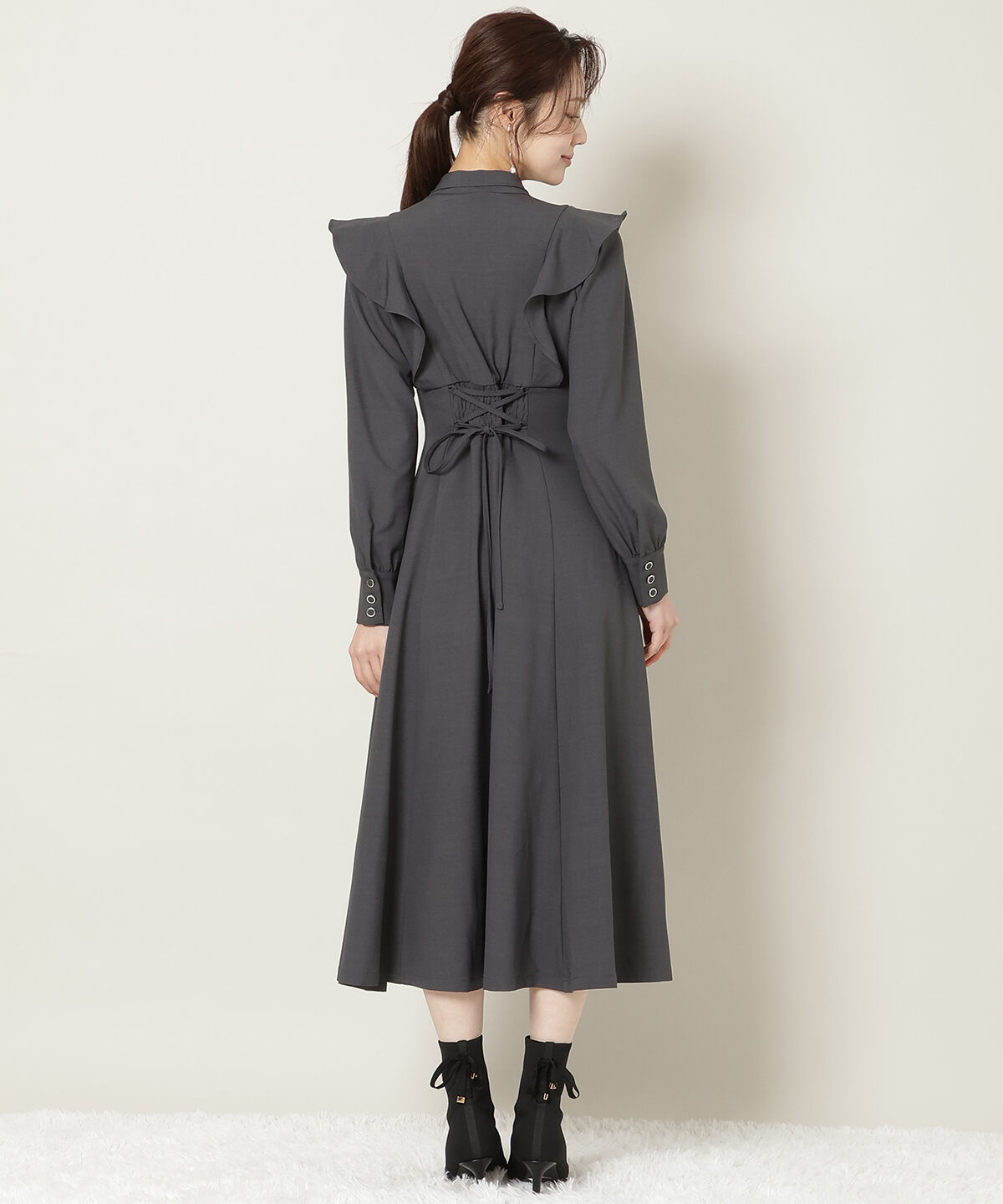 WILLSELECTION「リボンタイラッフルフレアワンピース」|ワンピース|