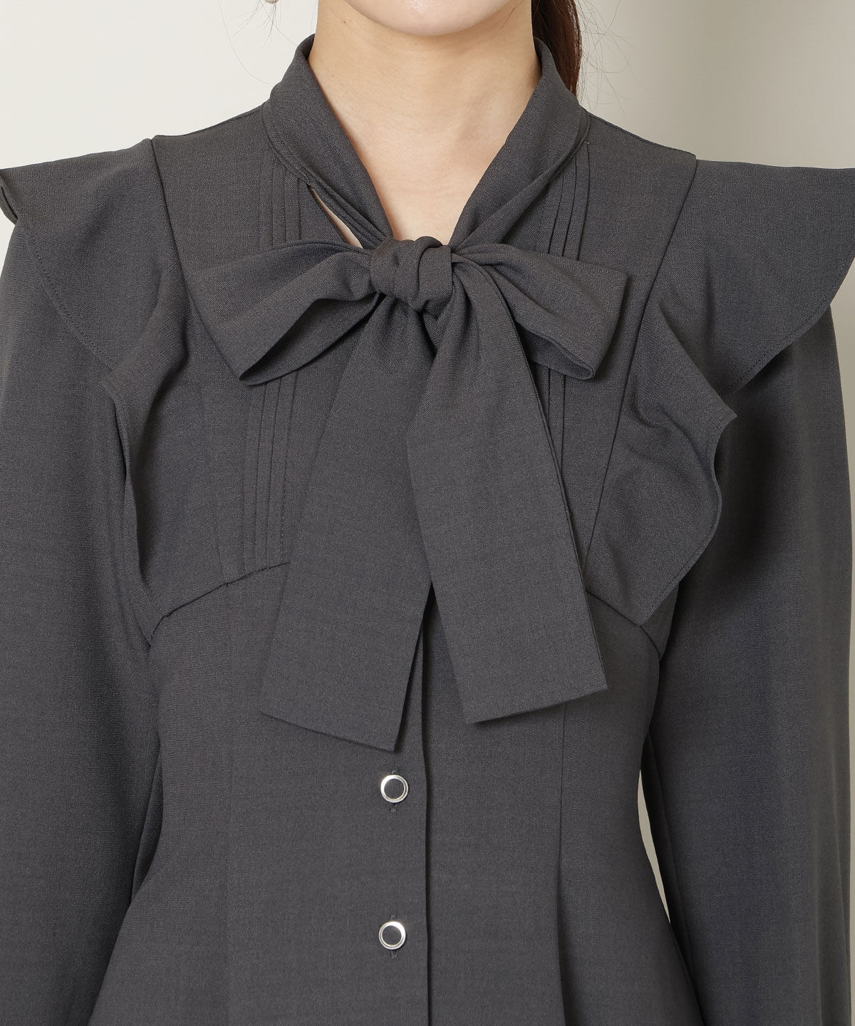 WILLSELECTION「リボンタイラッフルフレアワンピース」|ワンピース|