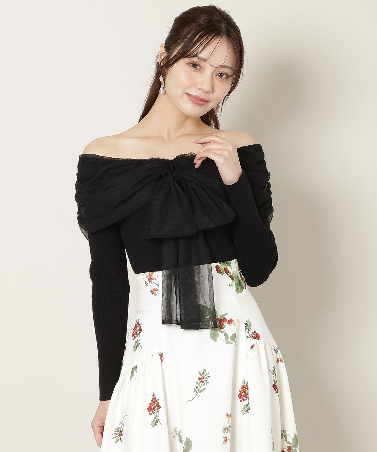 WILLSELECTION「リボンチュールレイヤードリブニット」|ニット・セーター|