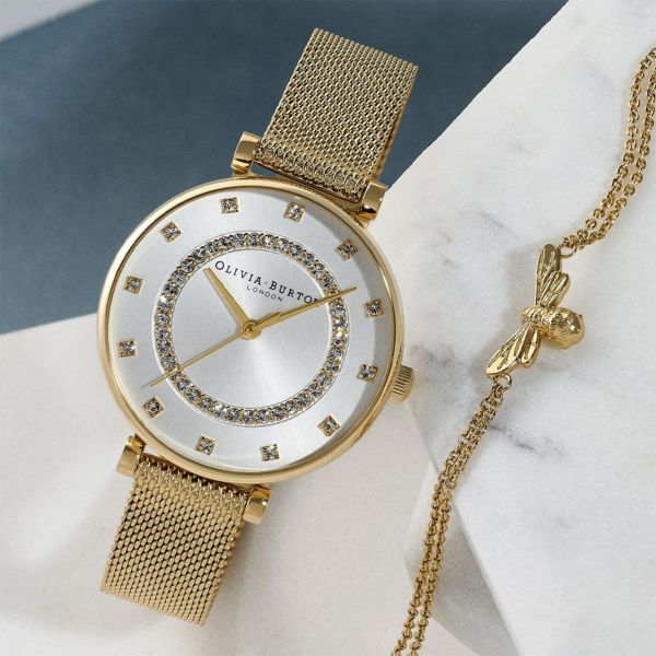 OLIVIA BURTON 「〈OLIVIA BURTON(ｵﾘﾋﾞｱﾊﾞｰﾄﾝ)〉32mm ﾍﾞﾙﾌﾞﾚｲﾌﾞ ﾃｨｰﾊﾞｰﾎﾜｲﾄ&ｺﾞｰﾙﾄﾞﾒｯｼｭ」|腕時計|