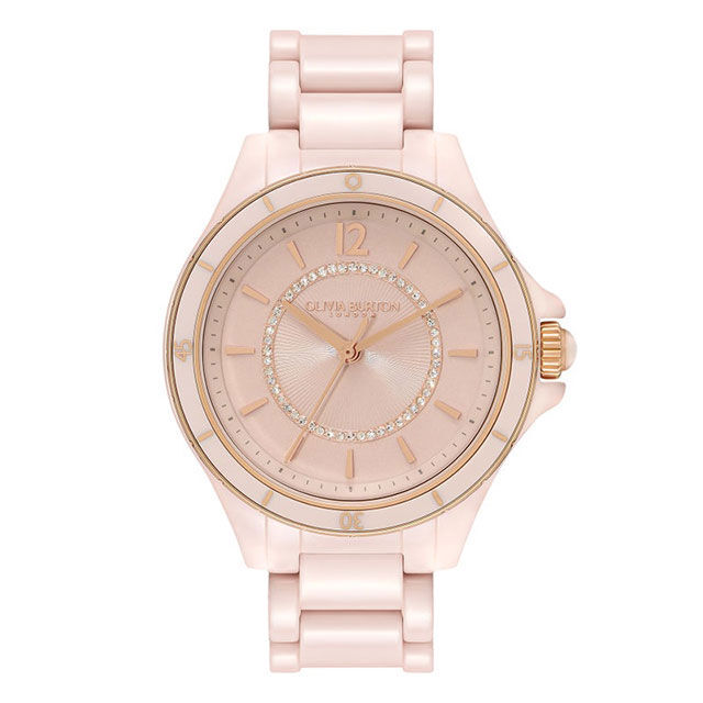 OLIVIA BURTON 「〈OLIVIA BURTON(ｵﾘﾋﾞｱﾊﾞｰﾄﾝ)〉ｽﾎﾟｰﾂ ﾘｭｸｽ 36mm ｾﾗﾐｯｸ ﾌﾞﾗｯｼｭ ﾌﾞﾚｽﾚｯﾄ」|腕時計|ROSE GOLD