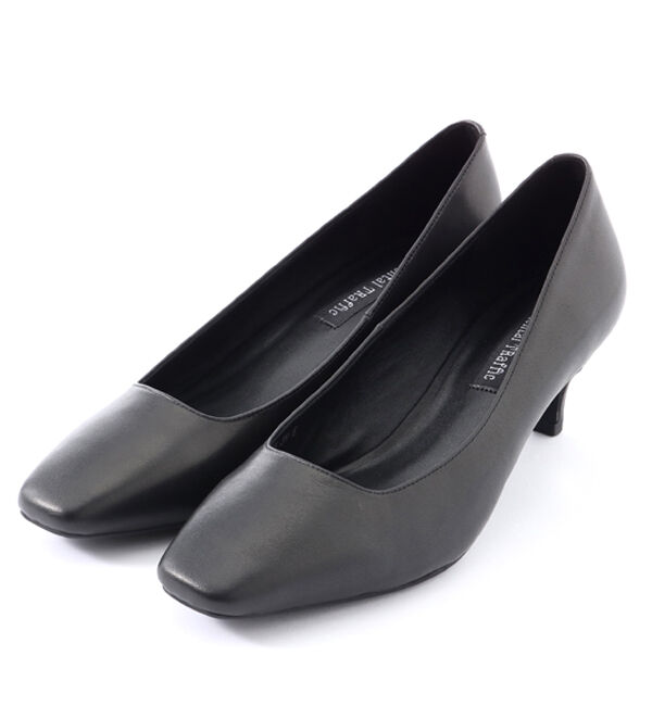 ORiental TRaffic「【本革/通勤/リクルート】スクエアトゥブラックパンプス/R-3103」|パンプス|BLACK (E)