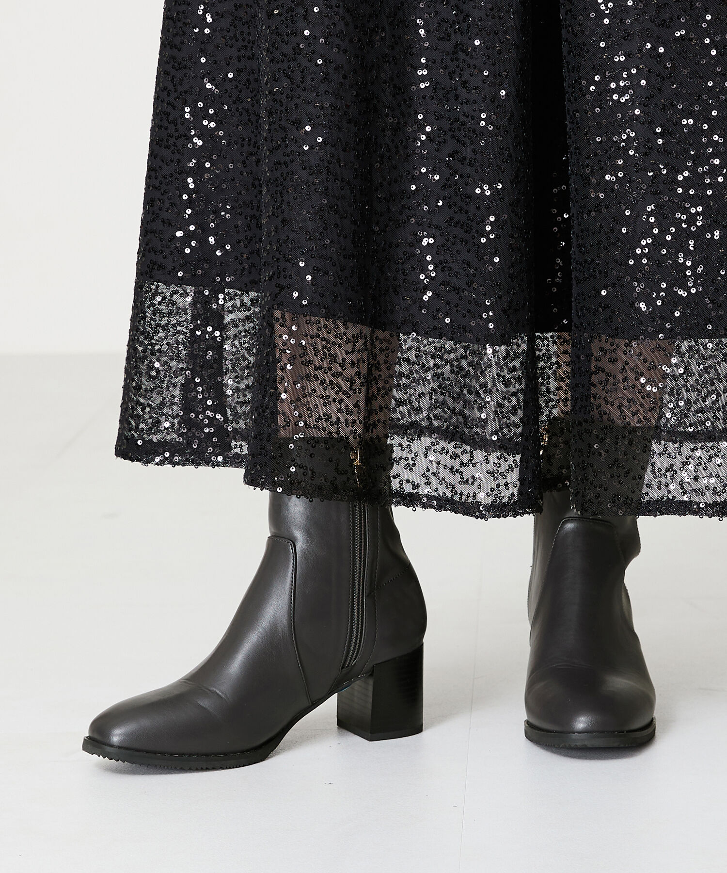 ORiental TRaffic「【 美脚 】 チャンキー ヒール ミドル ブーツ/31408 ヒール6ｃｍ 太ヒール 定番人気」|ショートブーツ|