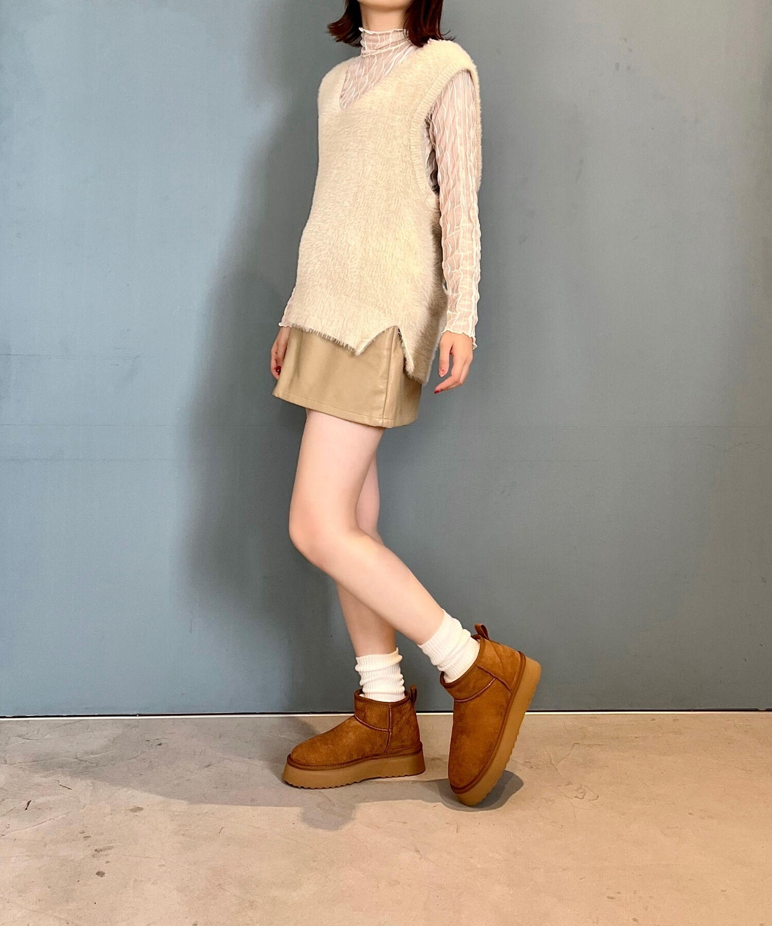 ORiental TRaffic「【累計1万足突破】 厚底 ムートン ショートブーツ /35401 軽量 防寒」|ショートブーツ|