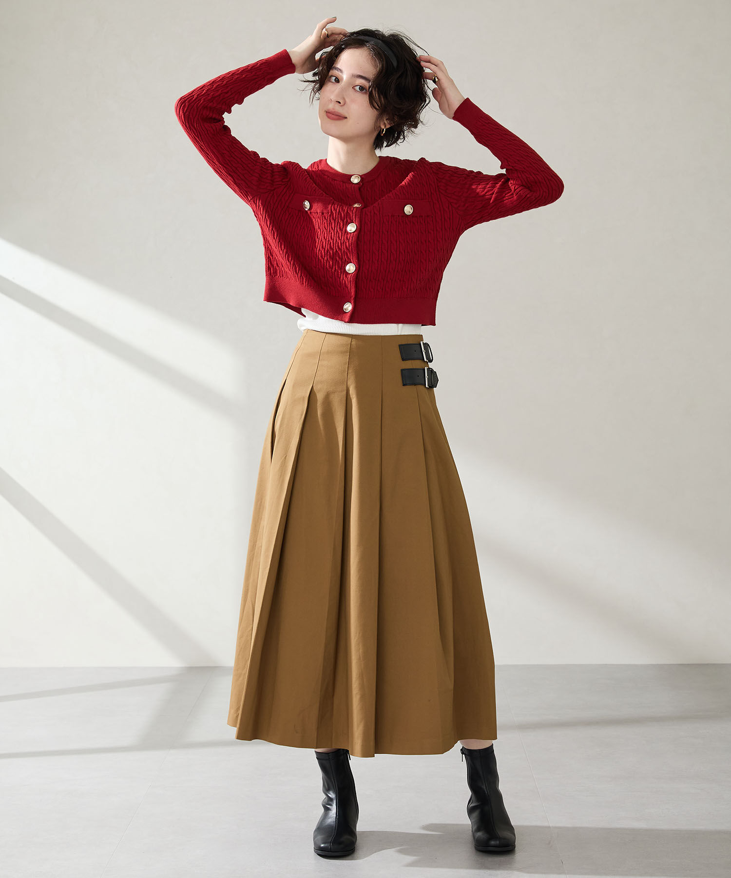 WA Oriental TRaffic「●2025秋冬新作●ヒールパーツ ストレッチ ブーツ /52402 シンプル 通勤 ショートブーツ」|ショートブーツ|