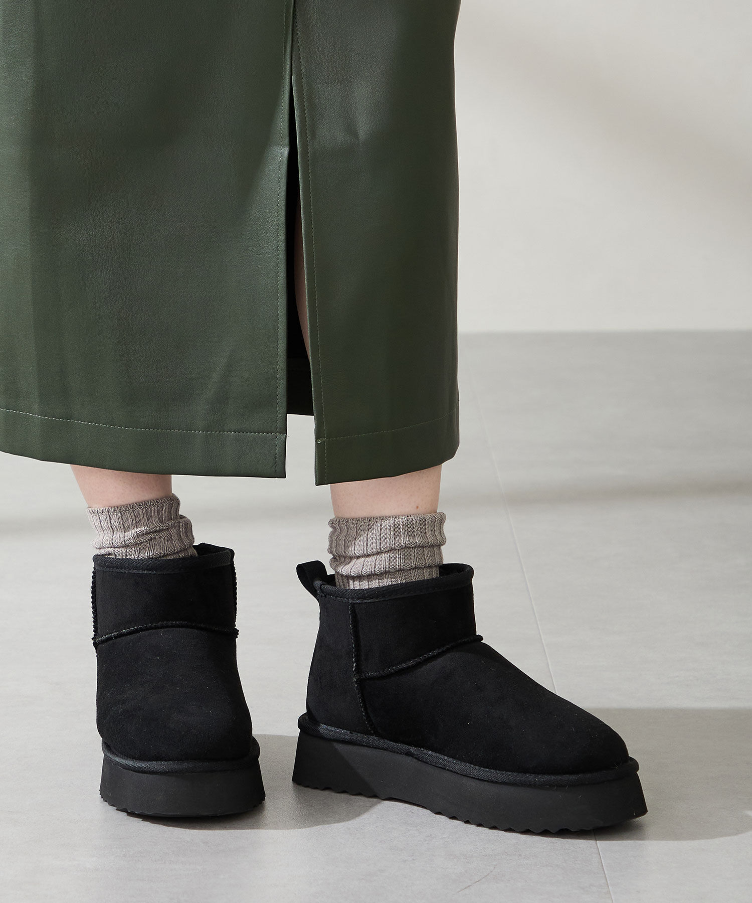 ORiental TRaffic「● 2025秋冬新作 ●【 厚底 】ムートン ショートブーツ /51409 防寒 」|ショートブーツ|