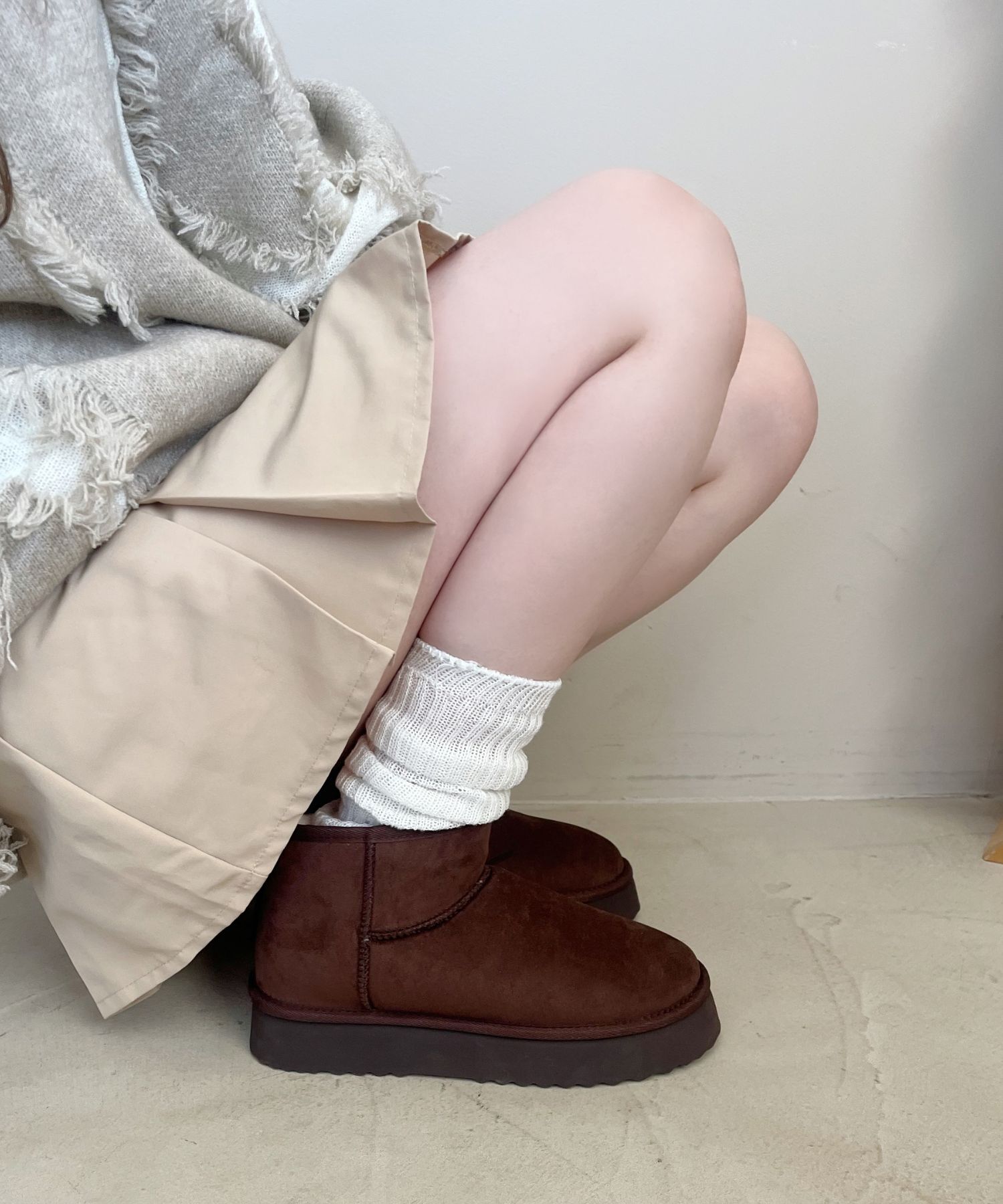 ORiental TRaffic「● 2025秋冬新作 ●【 厚底 】ムートン ショートブーツ /51409 防寒 」|ショートブーツ|BROWN