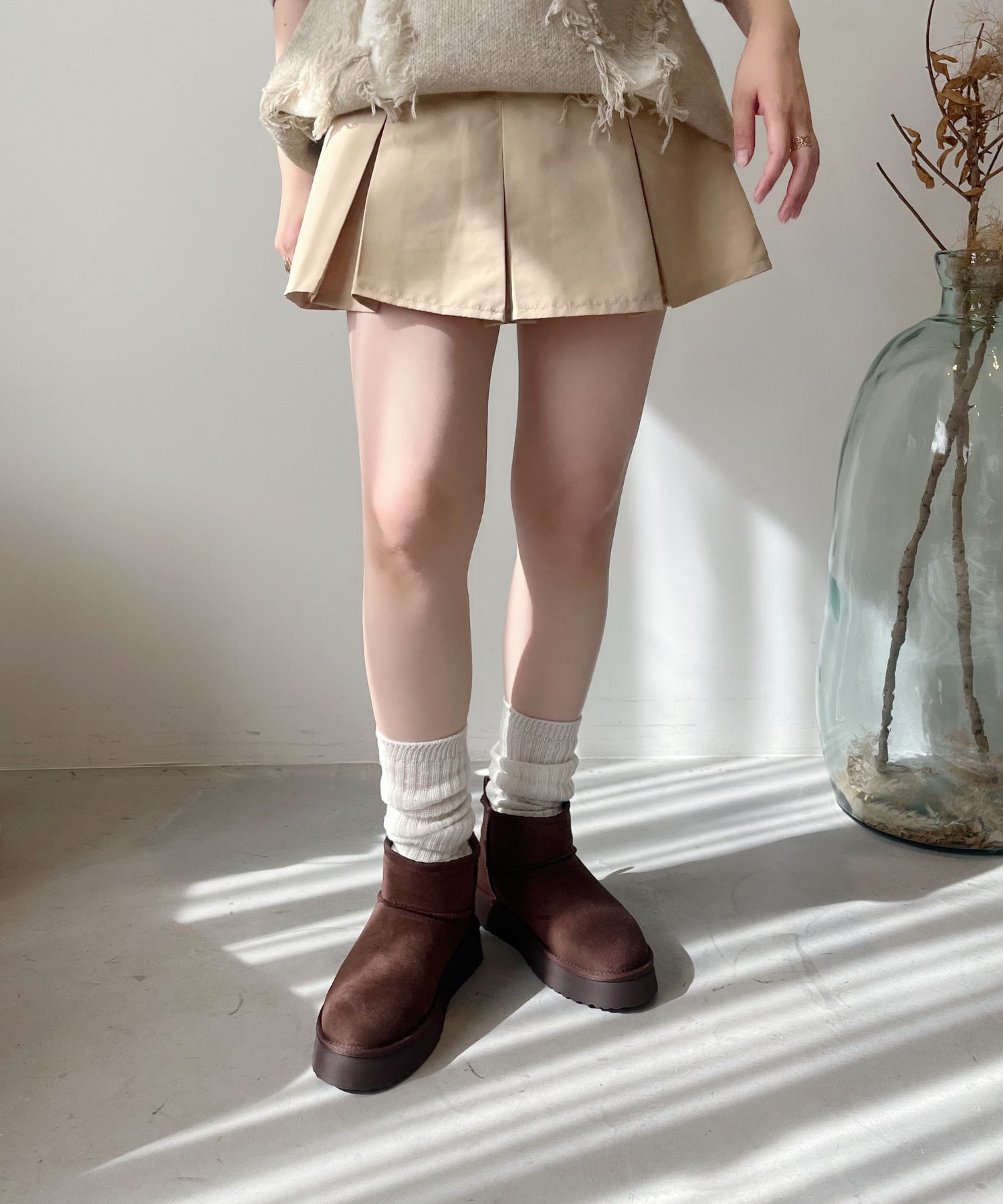 ORiental TRaffic「● 2025秋冬新作 ●【 厚底 】ムートン ショートブーツ /51409 防寒 」|ショートブーツ|