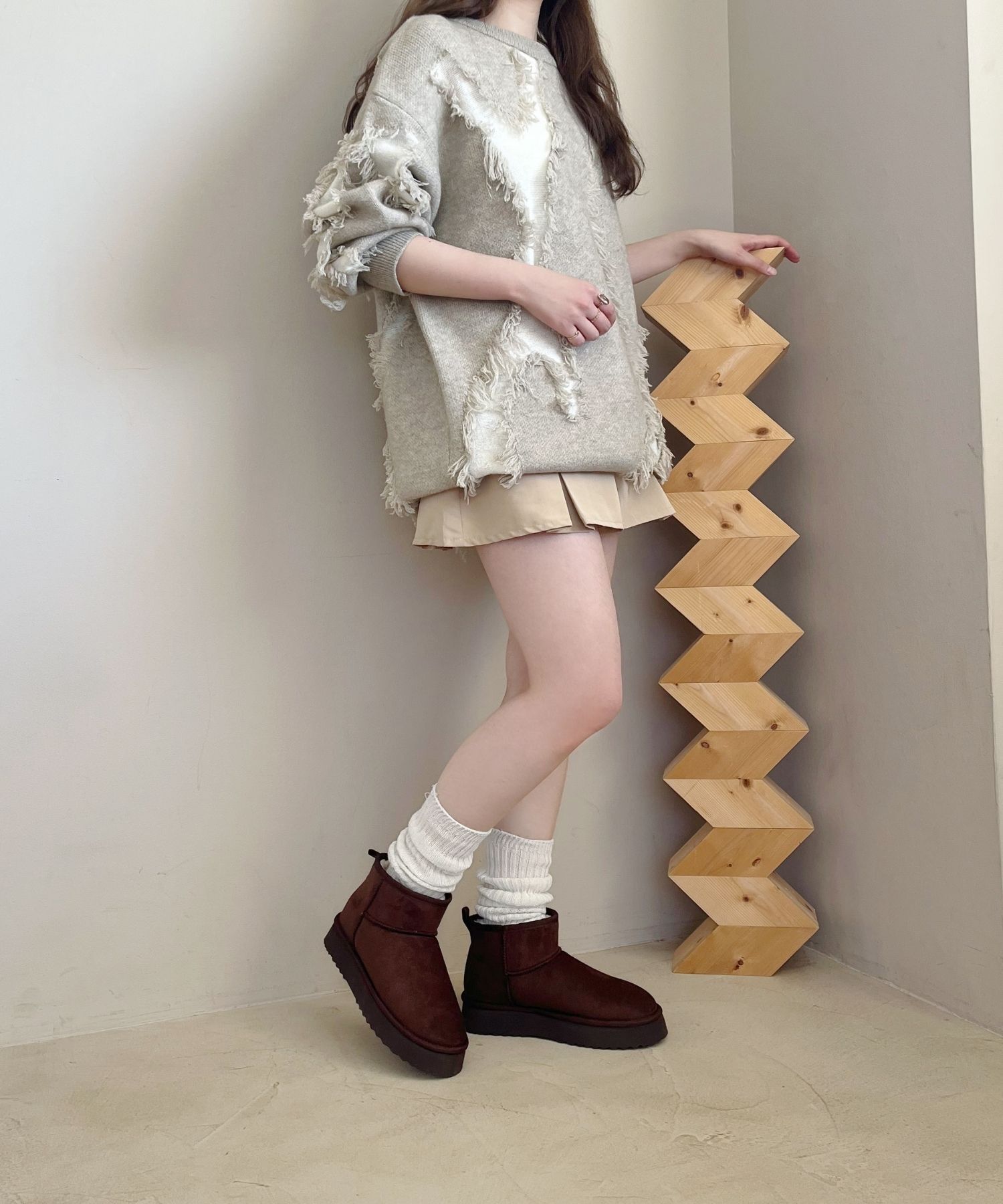 ORiental TRaffic「● 2025秋冬新作 ●【 厚底 】ムートン ショートブーツ /51409 防寒 」|ショートブーツ|