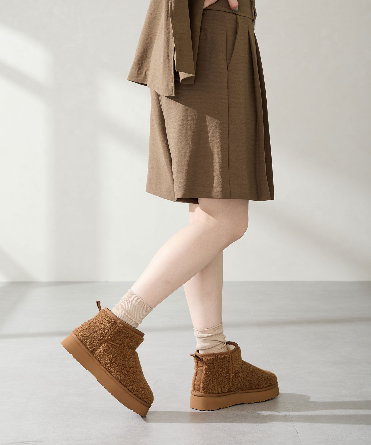 ORiental TRaffic「● 2025秋冬新作 ●【 厚底 】ムートン ショートブーツ /51409 防寒 」|ショートブーツ|