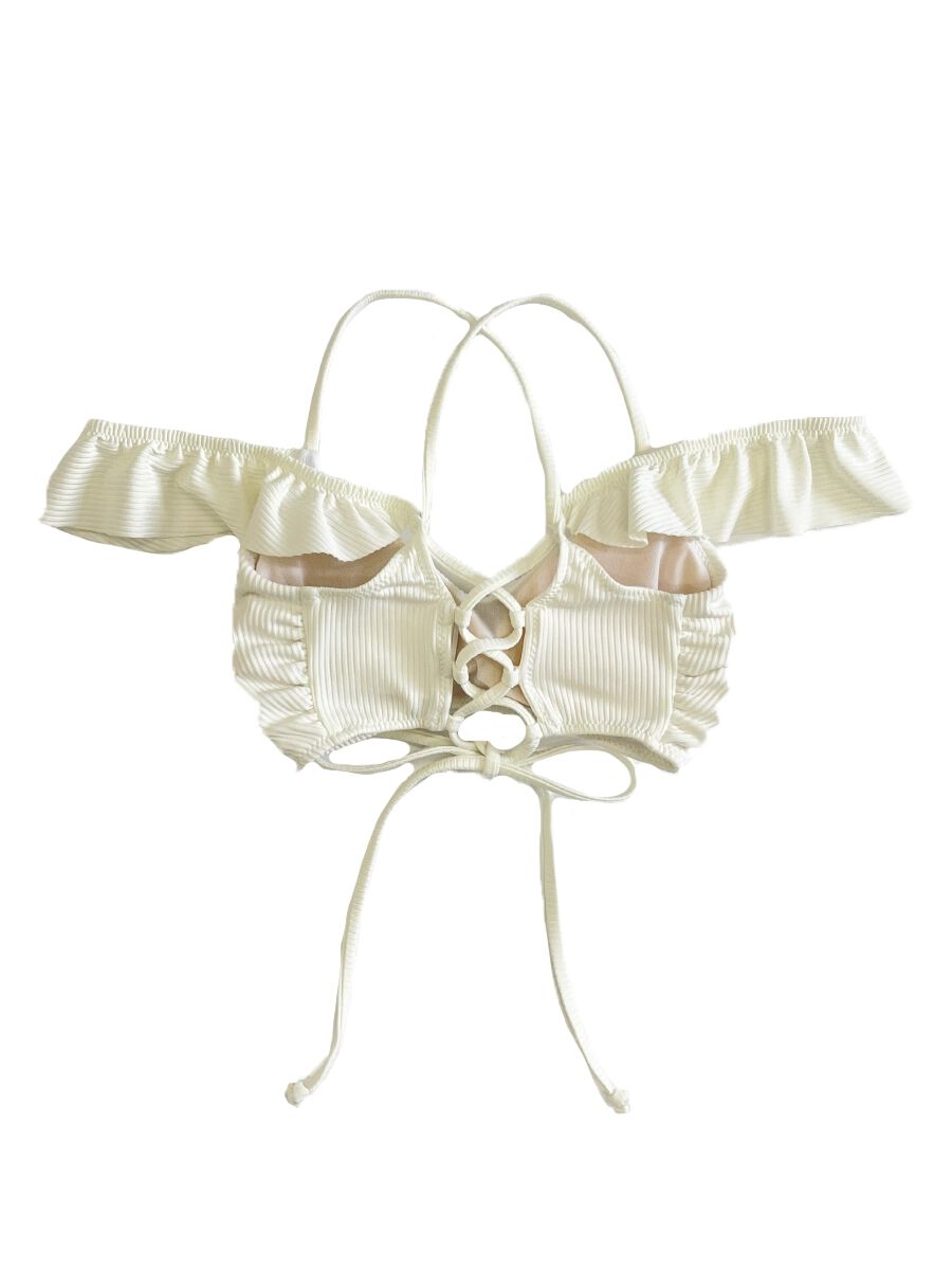 PEAK&PINE「ヴィンテージリーフ柄フレアショルダービキニ」|ビキニ|