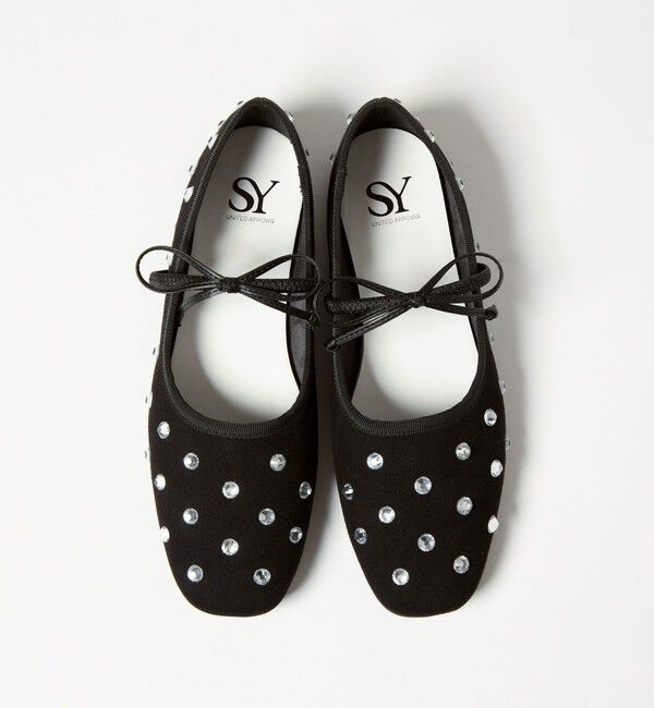 ODETTE E ODILE「＜SY＞ マルチビジューバレエ フラット10&uarr;」|バレエシューズ|BLACK