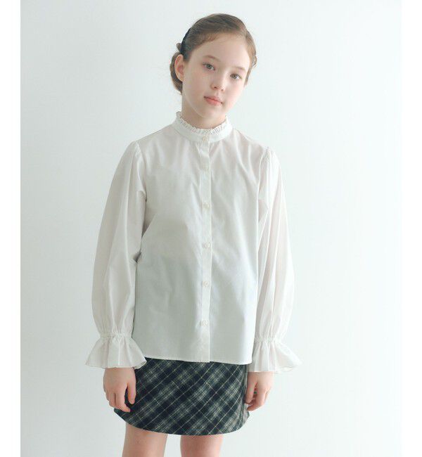 UNITED ARROWS green label relaxing「スタンドカラー フリルリボン ブラウス / キッズ 140cm-160cm」|シャツ・ブラウス|
