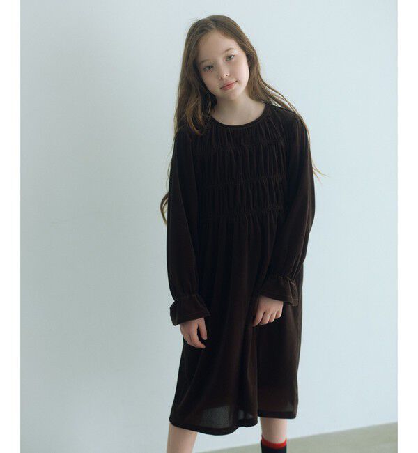 UNITED ARROWS green label relaxing「シャーリング ワンピース / キッズ  110cm-160cm」|ワンピース|DK.BROWN