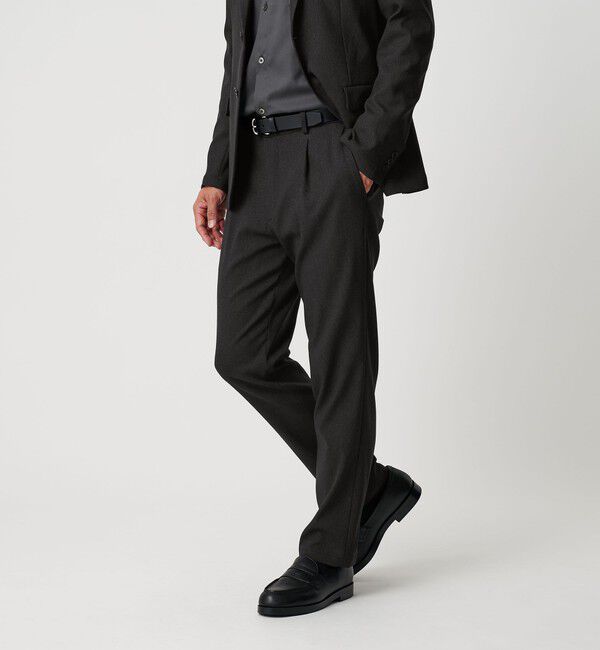 BEAUTY&YOUTH UNITED ARROWS「リサイクル ポリエステル 1プリーツ テーパード パンツ NO.3 セットアップ対応 ウォッシャブル」|チノ|DK.GRAY