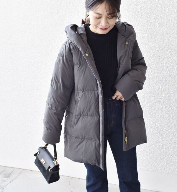 SHIPS for women「*〈手洗い可能〉ショールカラー ミディ ダウン ◇」|その他|チャコールグレー