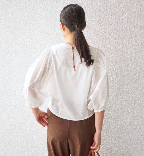 SHIPS for women「〈手洗い可能〉袖 ボリューム 布帛 コンビ カットソー◇」|Tシャツ・カットソー|