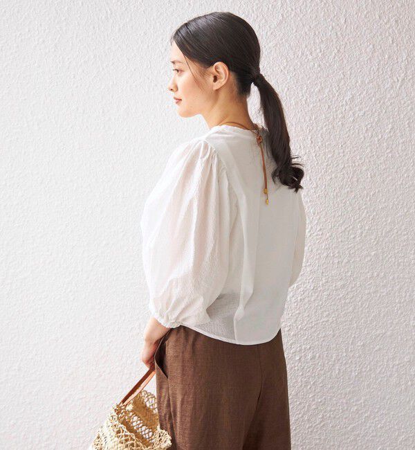 SHIPS for women「〈手洗い可能〉袖 ボリューム 布帛 コンビ カットソー◇」|Tシャツ・カットソー|