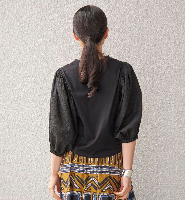 SHIPS for women「〈手洗い可能〉袖 ボリューム 布帛 コンビ カットソー◇」|Tシャツ・カットソー|