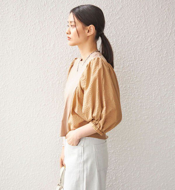 SHIPS for women「〈手洗い可能〉袖 ボリューム 布帛 コンビ カットソー◇」|Tシャツ・カットソー|