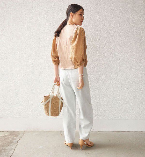 SHIPS for women「〈手洗い可能〉袖 ボリューム 布帛 コンビ カットソー◇」|Tシャツ・カットソー|