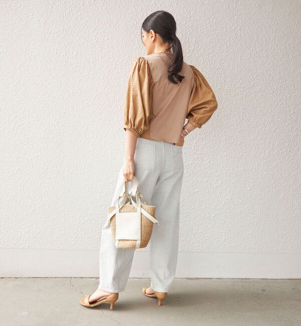 SHIPS for women「〈手洗い可能〉袖 ボリューム 布帛 コンビ カットソー◇」|Tシャツ・カットソー|