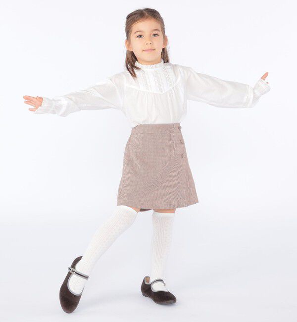 SHIPS KIDS「SHIPS KIDS:100～130cm / レース ピンタック 長袖 ブラウス」|シャツ・ブラウス|