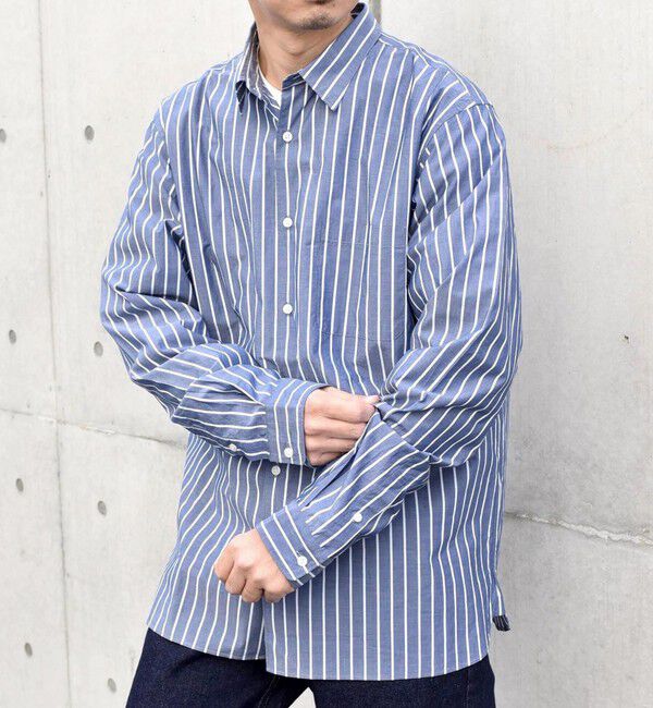 SHIPS any「SHIPS any: ストライプ / ソリッド リラックス レギュラーカラー シャツ 24SS◇」|シャツ・ブラウス|ブルー系