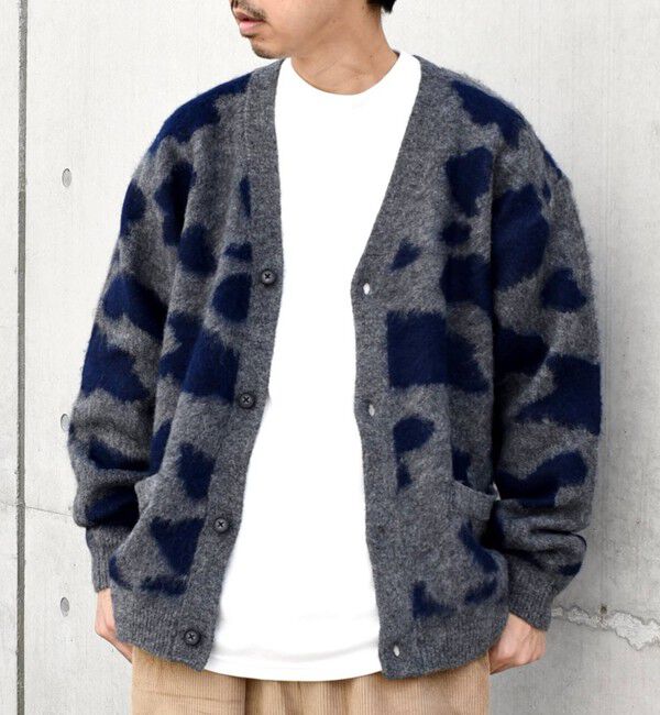 SHIPS any「SHIPS any: シャギー パターン ユニセックス ニット カーディガン 23AW◇」|カーディガン|グレー