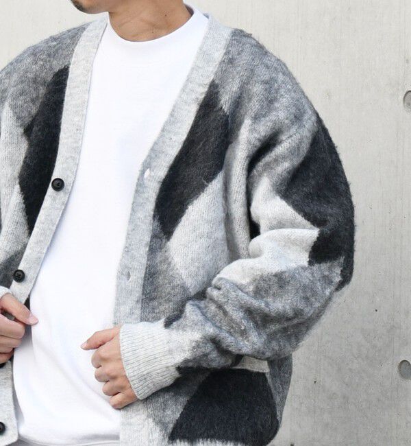 SHIPS any「SHIPS any: シャギー パターン ユニセックス ニット カーディガン 23AW◇」|カーディガン|ブラック