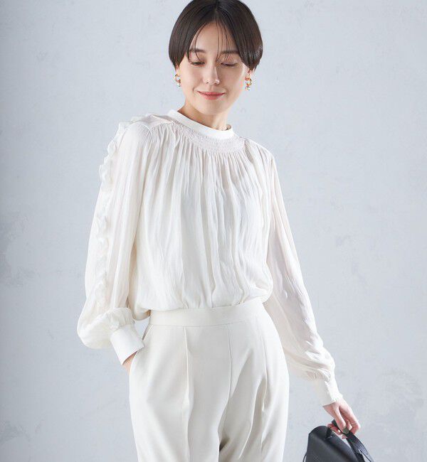 SHIPS for women「〈手洗い可能〉割繊 フリル デザイン ブラウス 24SS ◇」|シャツ・ブラウス|