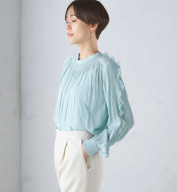 SHIPS for women「〈手洗い可能〉割繊 フリル デザイン ブラウス 24SS ◇」|シャツ・ブラウス|