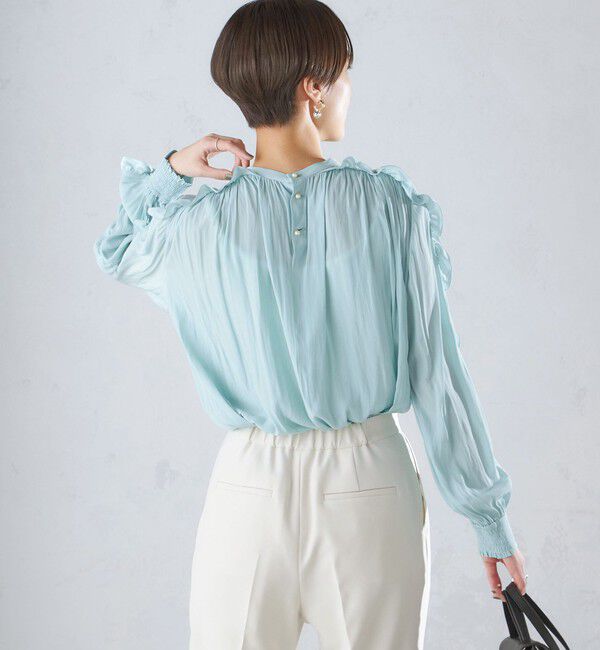 SHIPS for women「〈手洗い可能〉割繊 フリル デザイン ブラウス 24SS ◇」|シャツ・ブラウス|