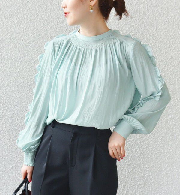 SHIPS for women「〈手洗い可能〉割繊 フリル デザイン ブラウス 24SS ◇」|シャツ・ブラウス|